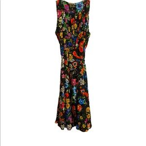 Yumi Kim black floral silk wrap dress size small